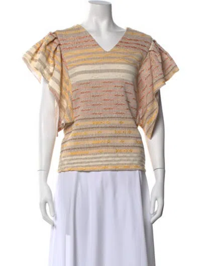 Pre-owned Hunter Striped V-neck Sweater In Yellow