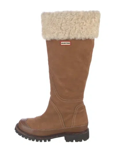 Pre-owned Hunter Suede Boots In Brown