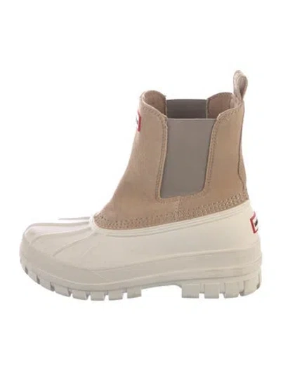 Pre-owned Hunter Suede Printed Chelsea Boots In Neutral
