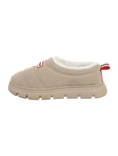 Pre-owned Hunter Suede Slippers In Neutrals