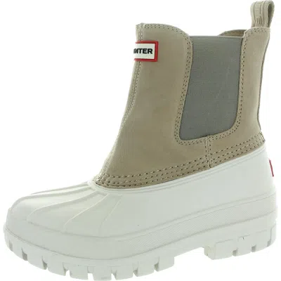 Hunter Sutton Womens Waterproof Suede Chelsea Boots In Beige
