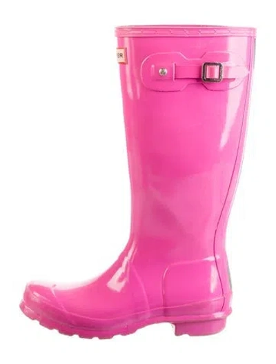 Pre-owned Hunter Kids' Tall Rain Boots In Pink