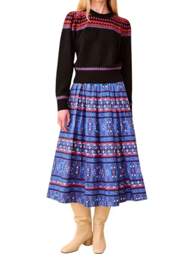 Hunter Tatum Skirt In Blue Block Print In Multi