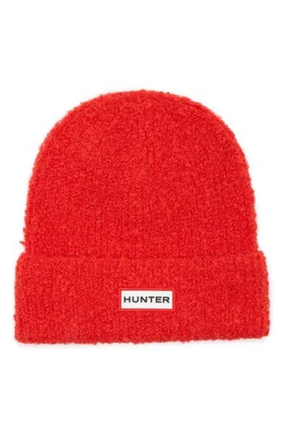 Hunter Texture Cuff Beanie In Logo Red