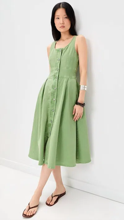 Hunter Thompson Dress In Leaf Green Denim