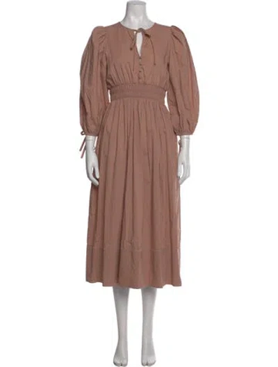 Pre-owned Hunter Tie Neck Long Dress In Neutral