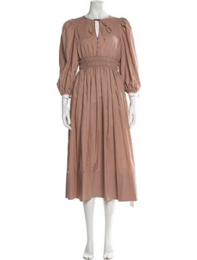 Pre-owned Hunter Tie Neck Midi Length Dress In Pink