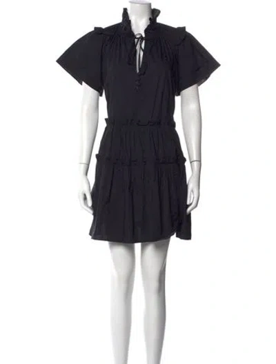 Pre-owned Hunter Tie Neck Mini Dress In Black