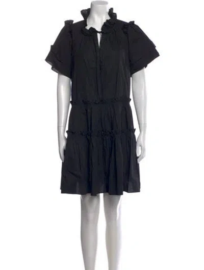 Pre-owned Hunter Tie Neck Mini Dress In Black