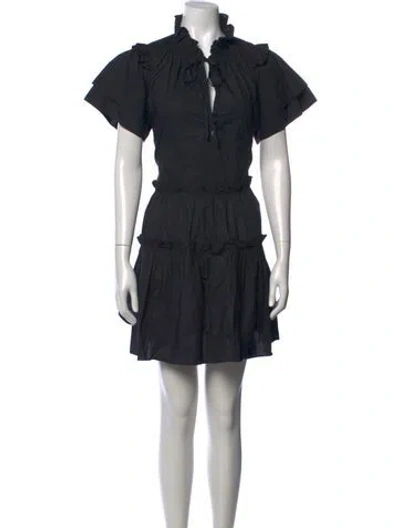 Pre-owned Hunter Tie Neck Mini Dress In Black