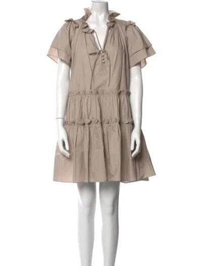 Pre-owned Hunter Tie Neck Mini Dress In Neutral