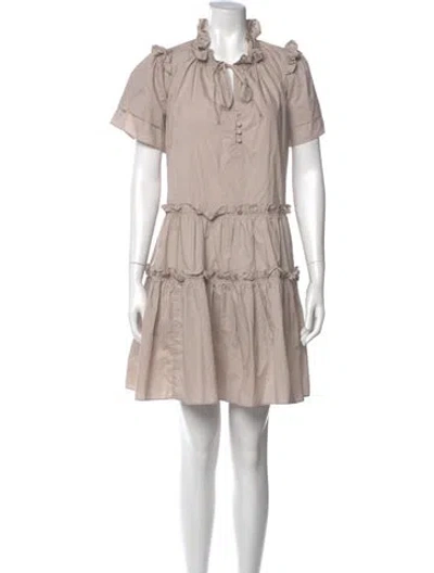 Pre-owned Hunter Tie Neck Mini Dress In Neutral