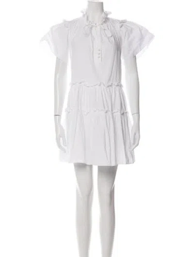 Pre-owned Hunter Tie Neck Mini Dress In Neutrals