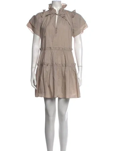 Pre-owned Hunter Tie Neck Mini Dress In Neutrals