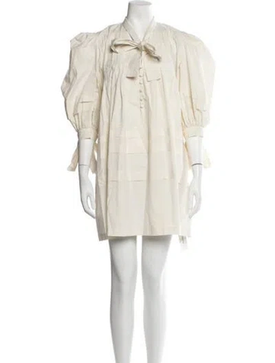 Pre-owned Hunter Tie Neck Mini Dress In Neutrals