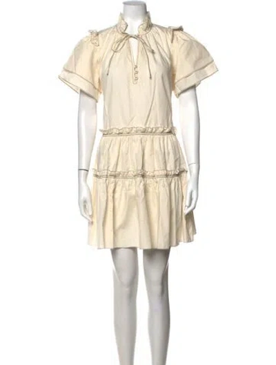 Pre-owned Hunter Tie Neck Mini Dress In Neutrals