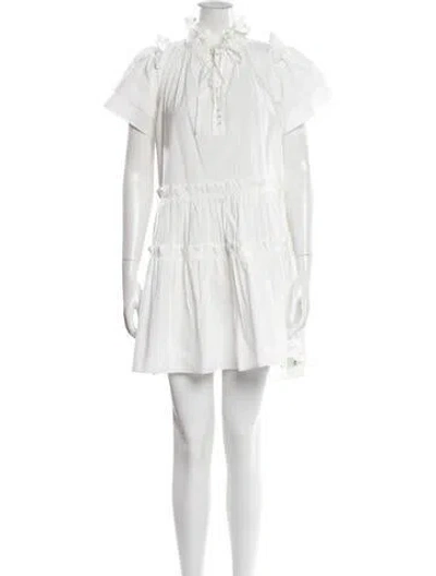 Pre-owned Hunter Tie Neck Mini Dress In White