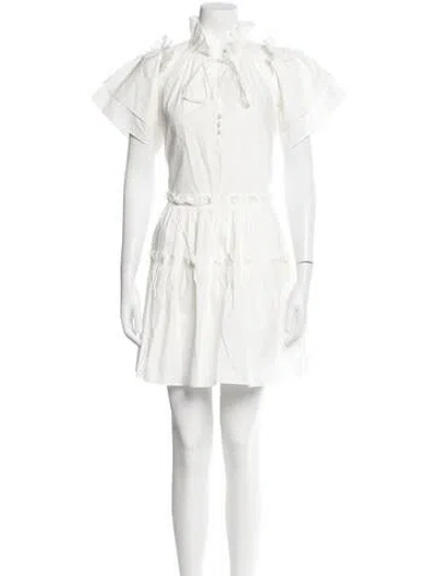 Pre-owned Hunter Tie Neck Mini Dress In White
