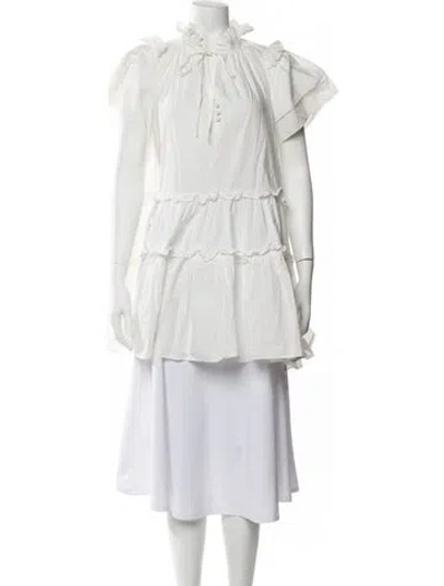 Pre-owned Hunter Tie Neck Mini Dress In White