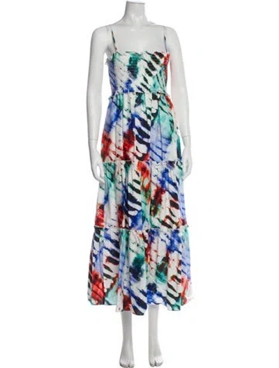 Pre-owned Hunter Tie-dye Print Long Dress In White