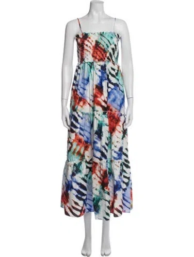 Pre-owned Hunter Tie-dye Print Long Dress In White