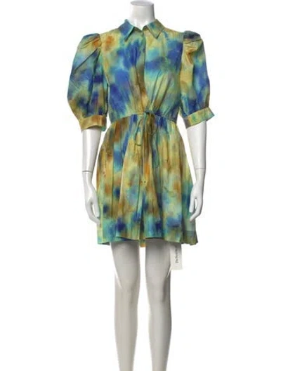Pre-owned Hunter Tie-dye Print Mini Dress In Blue/green/yellow