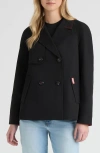 Hunter Womens Double Breasted Short Trench Jacket In Black