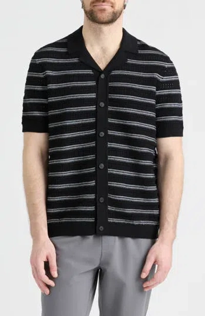 Hunter Truman Short Sleeve Knit Sweater Cardigan In Black