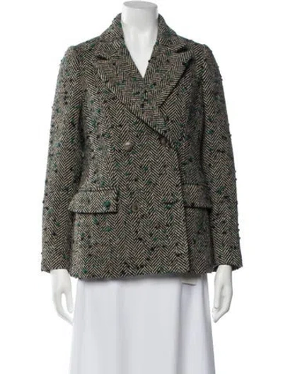 Pre-owned Hunter Tweed Pattern Blazer In Green