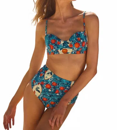 Hunter Underwire Bra Bikini Top In Orange Grove In Blue