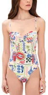 Hunter Underwire One-piece Swimsuit Coastal Conversation In Multi