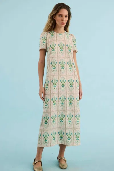 Hunter Valerie Midi Dress In Pink Trellis In Multi