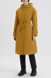 Hunter Violet Hooded Long Trench Coat In Yellow