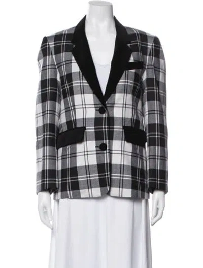 Pre-owned Hunter Virgin Wool Plaid Print Blazer In Black