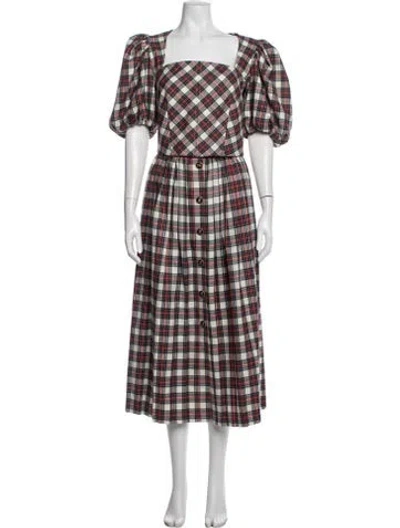 Pre-owned Hunter Virgin Wool Plaid Print Skirt Set In Multicolor