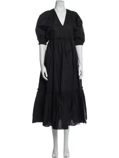 Pre-owned Hunter V-neck Long Dress In Black