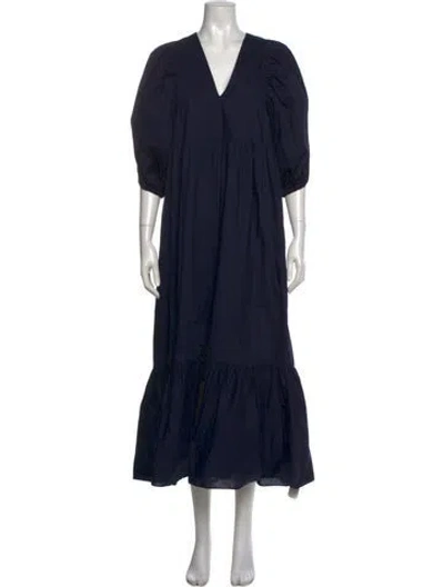 Pre-owned Hunter V-neck Long Dress In Blue
