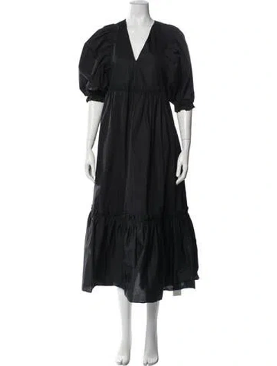 Pre-owned Hunter V-neck Long Dress In Blue