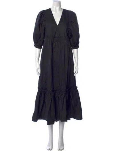Pre-owned Hunter V-neck Long Dress In Blue