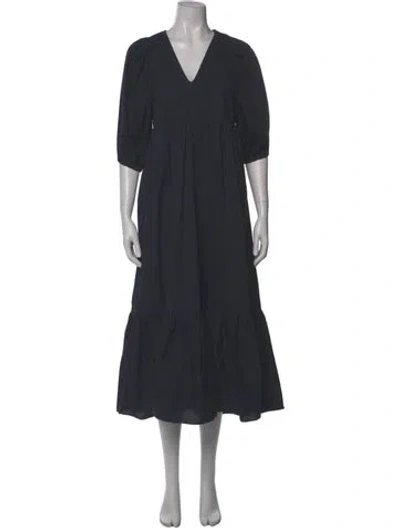 Pre-owned Hunter V-neck Long Dress In Gray