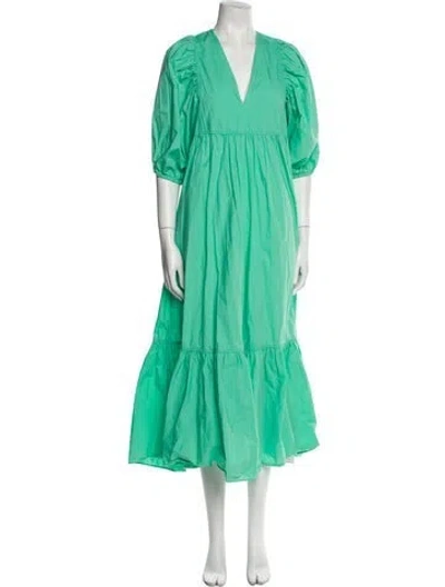 Pre-owned Hunter V-neck Long Dress In Green