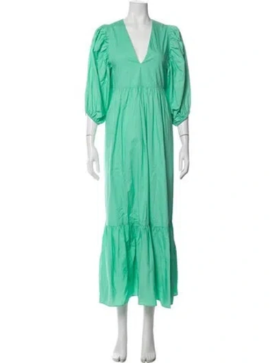 Pre-owned Hunter V-neck Long Dress In Green