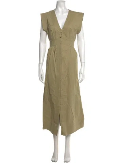 Pre-owned Hunter V-neck Long Dress In Green
