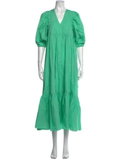 Pre-owned Hunter V-neck Long Dress In Green