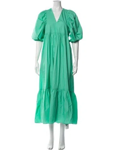 Pre-owned Hunter V-neck Long Dress In Green