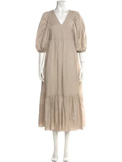 Pre-owned Hunter V-neck Long Dress In Neutral