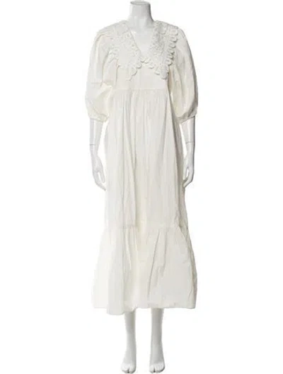 Pre-owned Hunter V-neck Long Dress In Neutral