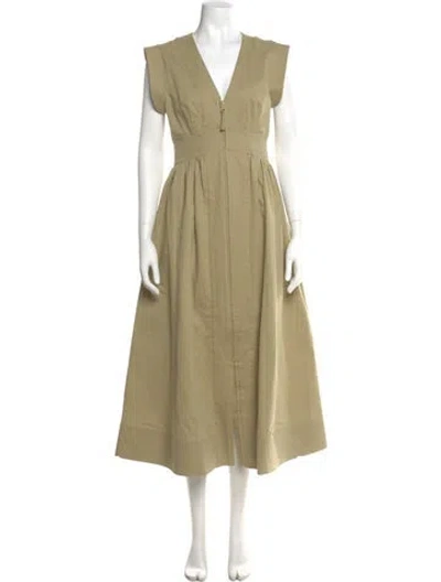 Pre-owned Hunter V-neck Long Dress In Neutral