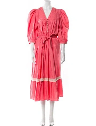 Pre-owned Hunter V-neck Long Dress In Pink
