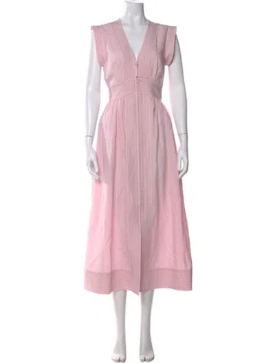 Pre-owned Hunter V-neck Long Dress In Pink